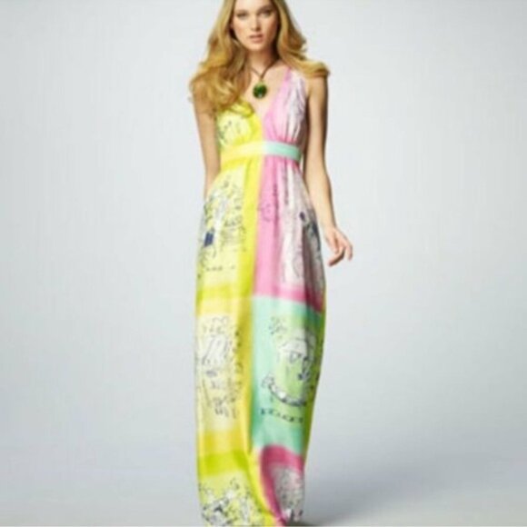 SOLD Beautiful SILK Lilly Pulitzer PETRA Maxi Dress "A Day in the Life" Size 4 - Picture 2 of 16
